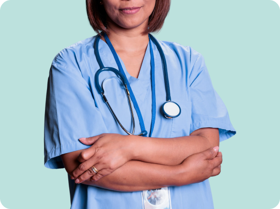 Clinician with green backround