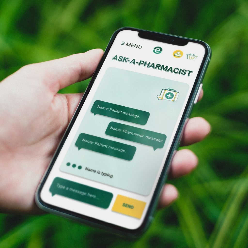 e-Surgery ask a pharmacist on mobile phone screen